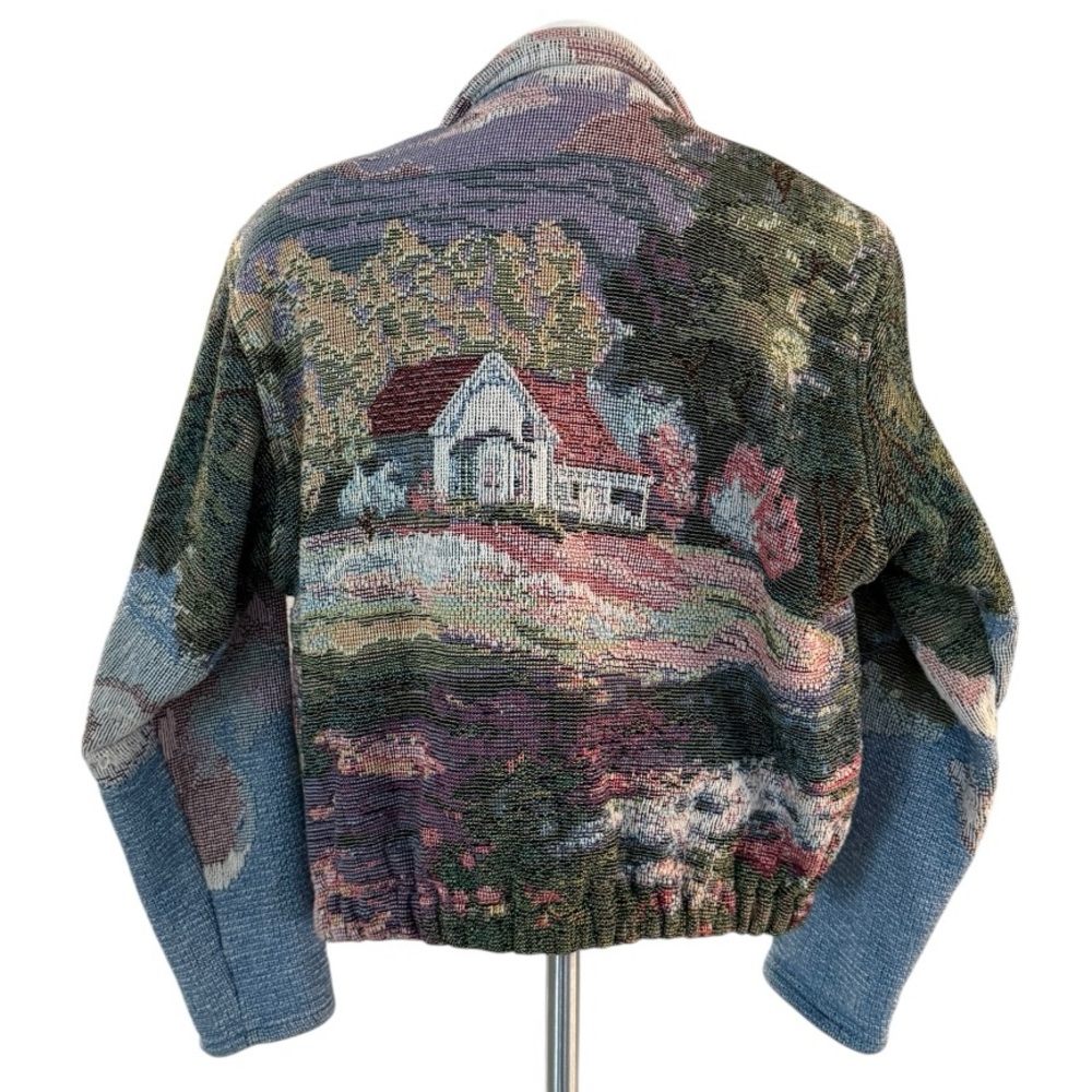 PAINTED PONY Vintage Tapesty Blanket Cropped Jacket Country Cottage Size M - Picture 9 of 15